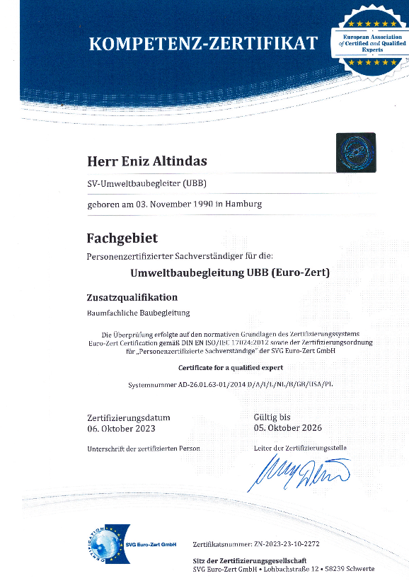 Eniz Altindas Umweltbaubegleitung